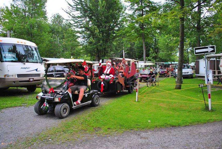 Voiturettes de golf stationnées sur un terrain